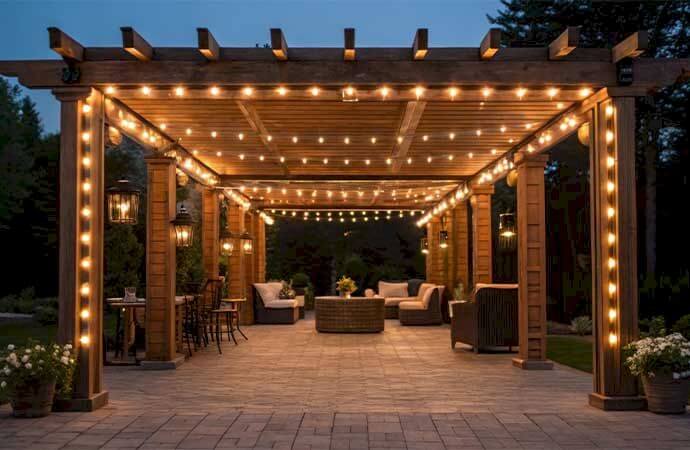 Fases da instalação de uma pérgola com a Avenir Obras