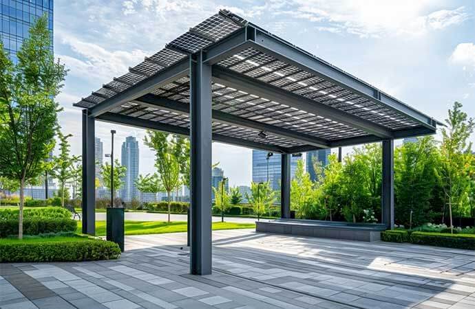 Etapas de instalação de uma pergola solar com Avenir Obras