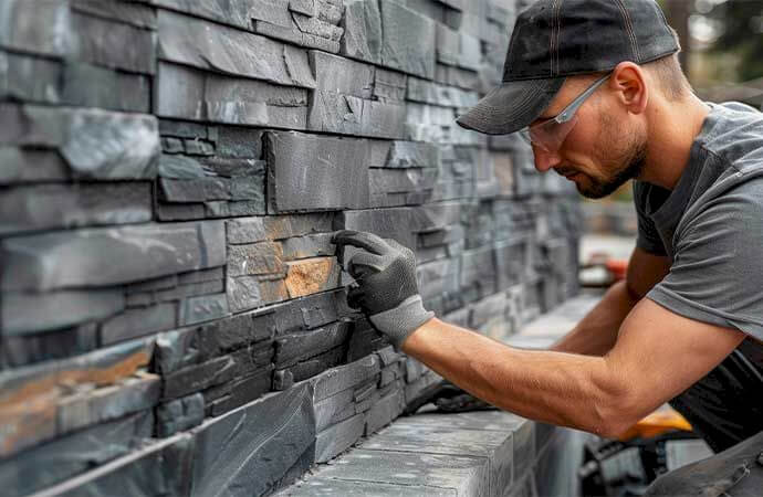 Fases de um projeto de renovação de muro em pedra em Portugal