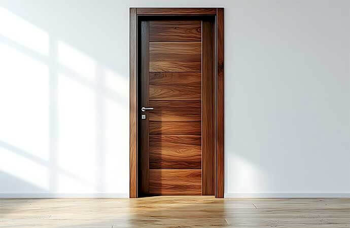 Fases de instalação de uma porta de entrada em madeira em Portugal